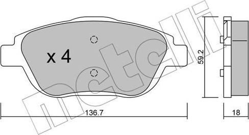 Metelli 22-0852-0 - Kit pastiglie freno, Freno a disco www.autoricambit.com