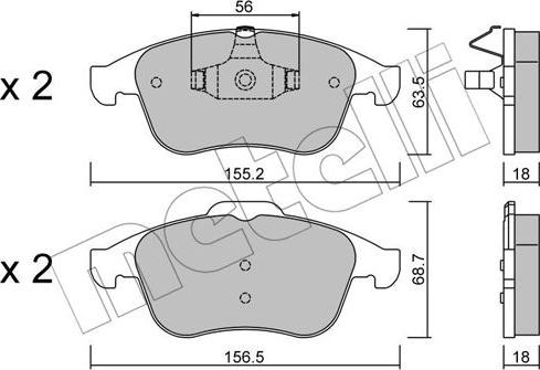 Metelli 22-0803-1 - Kit pastiglie freno, Freno a disco www.autoricambit.com