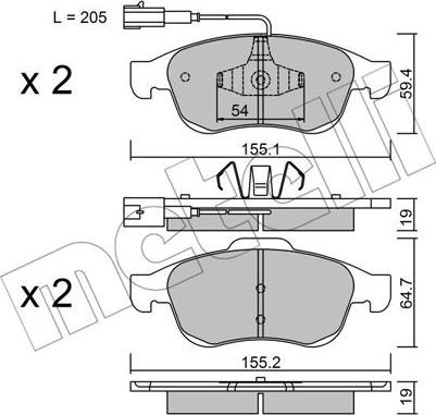 Metelli 22-0817-1 - Kit pastiglie freno, Freno a disco www.autoricambit.com