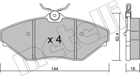 Metelli 22-0887-0 - Kit pastiglie freno, Freno a disco www.autoricambit.com