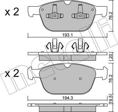 Metelli 22-0834-0 - Kit pastiglie freno, Freno a disco www.autoricambit.com