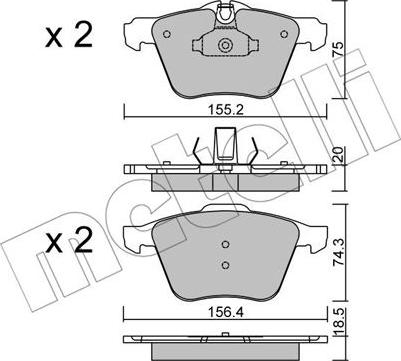 Metelli 22-0835-0 - Kit pastiglie freno, Freno a disco www.autoricambit.com