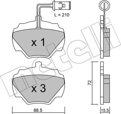 Metelli 22-0353-1 - Kit pastiglie freno, Freno a disco www.autoricambit.com