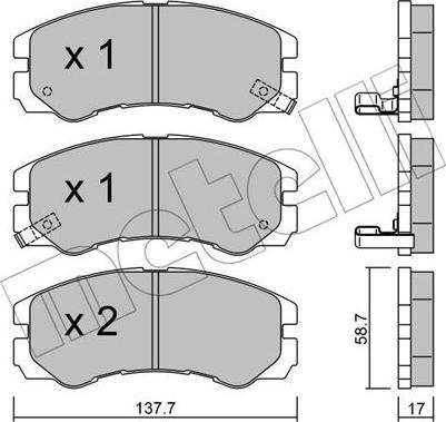 Metelli 22-0357-0 - Kit pastiglie freno, Freno a disco www.autoricambit.com