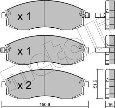 Metelli 22-0306-1 - Kit pastiglie freno, Freno a disco www.autoricambit.com