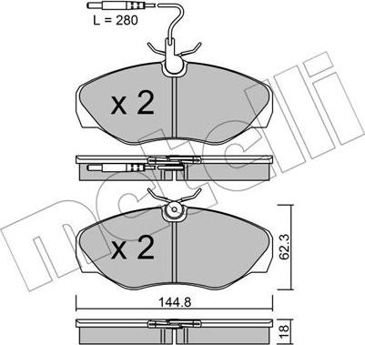 Metelli 22-0338-1 - Kit pastiglie freno, Freno a disco www.autoricambit.com