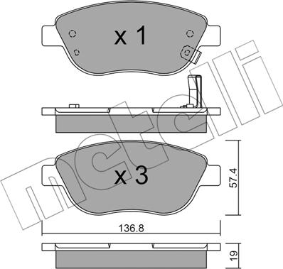 Metelli 22-0322-2 - Kit pastiglie freno, Freno a disco www.autoricambit.com