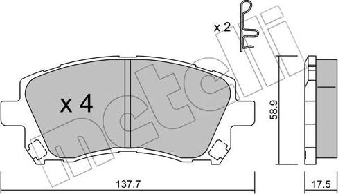 Metelli 22-0296-0 - Kit pastiglie freno, Freno a disco www.autoricambit.com