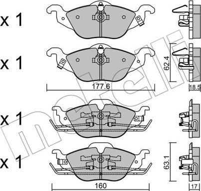 Metelli 22-0257-0 - Kit pastiglie freno, Freno a disco www.autoricambit.com