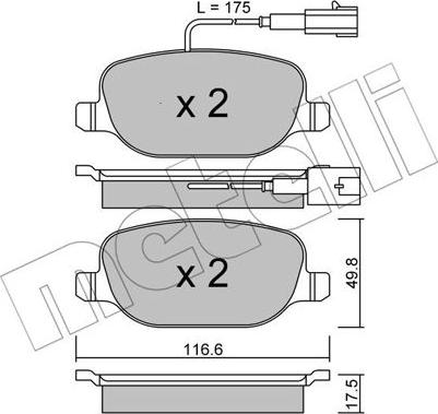 Metelli 22-0704-1 - Kit pastiglie freno, Freno a disco www.autoricambit.com