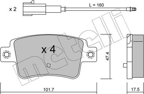 Metelli 22-0705-1 - Kit pastiglie freno, Freno a disco www.autoricambit.com