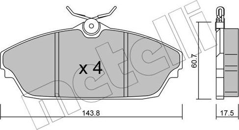 Metelli 22-0782-0 - Kit pastiglie freno, Freno a disco www.autoricambit.com