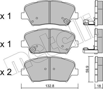 Metelli 22-1026-0 - Kit pastiglie freno, Freno a disco www.autoricambit.com