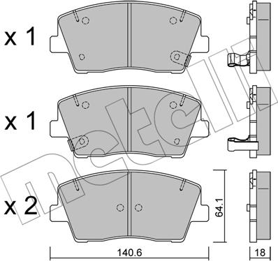 Metelli 22-1168-0 - Kit pastiglie freno, Freno a disco www.autoricambit.com