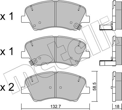 Metelli 22-1167-0 - Kit pastiglie freno, Freno a disco www.autoricambit.com