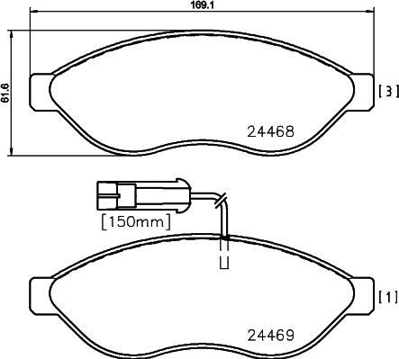 Mintex MDB2846 - Kit pastiglie freno, Freno a disco www.autoricambit.com