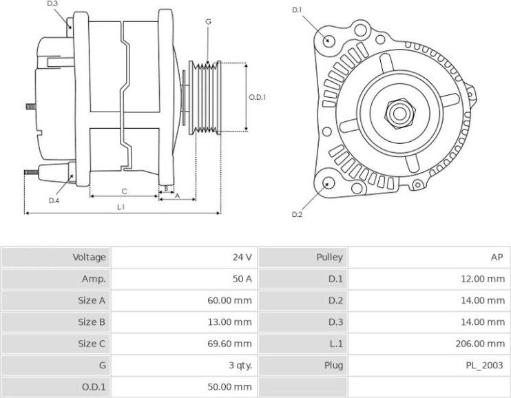 Mitsubishi A4TU9685 - Alternatore www.autoricambit.com