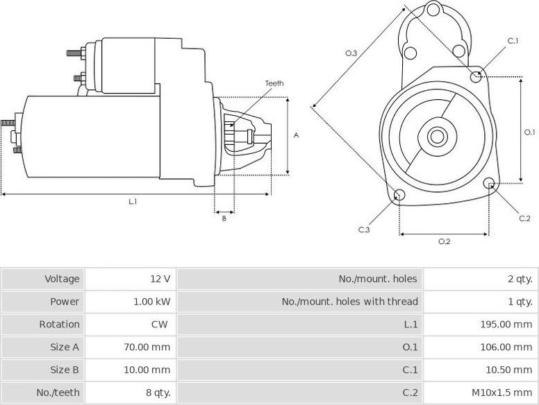 Mitsubishi M0T84585 - Motorino d'avviamento www.autoricambit.com