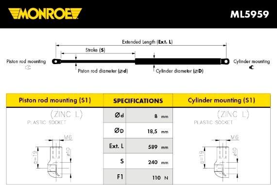 Monroe ML5959 - Ammortizzatore pneumatico,Lunotto posteriore www.autoricambit.com