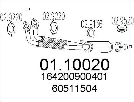 MTS 01.10020 - Tubo gas scarico www.autoricambit.com