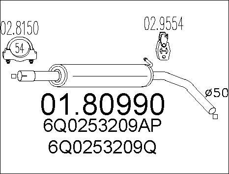 MTS 01.80990 - Silenziatore centrale www.autoricambit.com