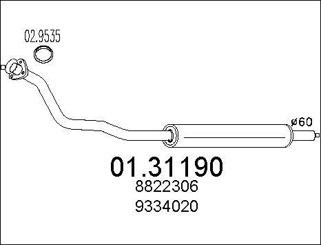 MTS 01.31190 - Silenziatore anteriore www.autoricambit.com