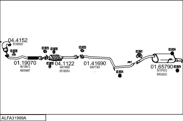 MTS ALFA31999A016586 - Impianto gas scarico www.autoricambit.com