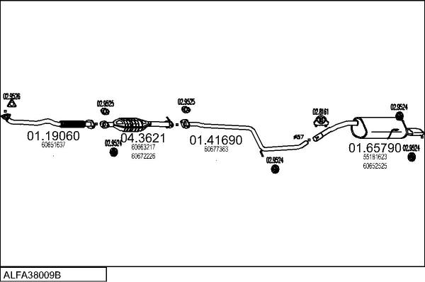 MTS ALFA38009B015688 - Impianto gas scarico www.autoricambit.com