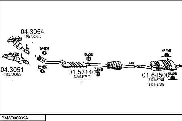 MTS BMW000939A008964 - Impianto gas scarico www.autoricambit.com