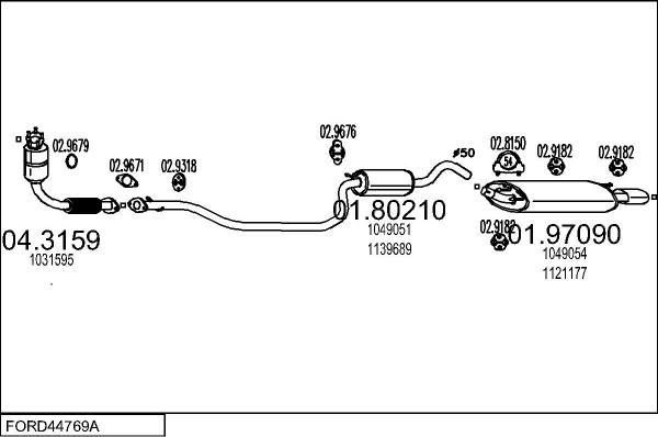 MTS FORD44769A007813 - Impianto gas scarico www.autoricambit.com