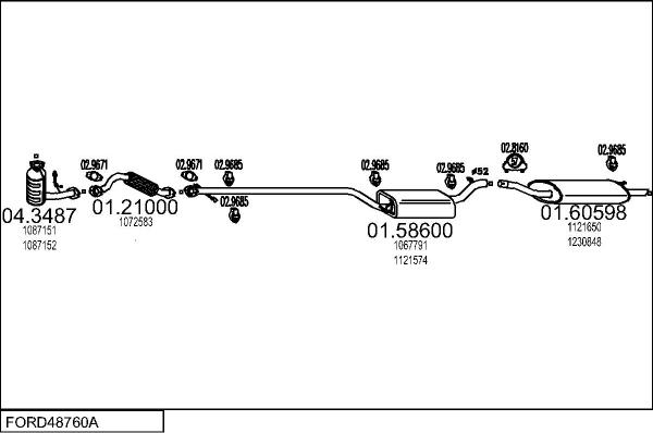 MTS FORD48760A010040 - Impianto gas scarico www.autoricambit.com
