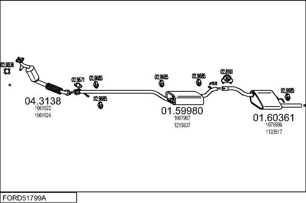 MTS FORD51799A015811 - Impianto gas scarico www.autoricambit.com