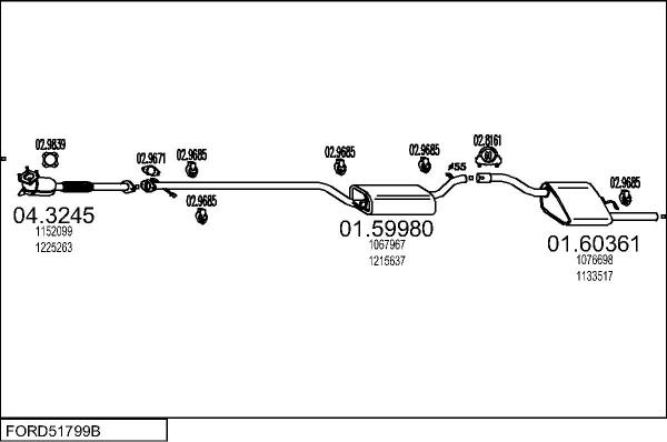 MTS FORD51799B015811 - Impianto gas scarico www.autoricambit.com