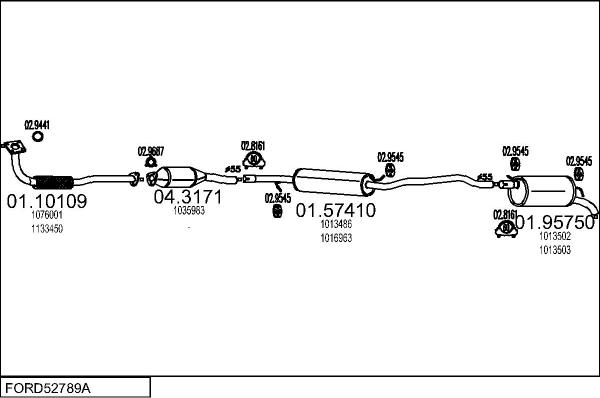 MTS FORD52789A004715 - Impianto gas scarico www.autoricambit.com