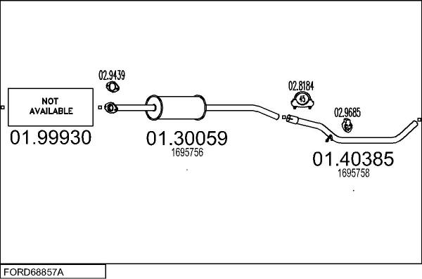 MTS FORD68857A000060 - Impianto gas scarico www.autoricambit.com