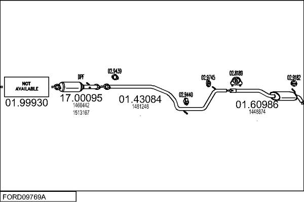 MTS FORD09769A019443 - Impianto gas scarico www.autoricambit.com