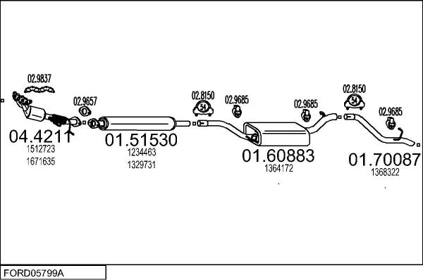 MTS FORD05799A018096 - Impianto gas scarico www.autoricambit.com