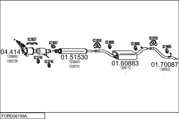 MTS FORD08799A018500 - Impianto gas scarico www.autoricambit.com