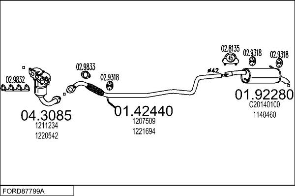 MTS FORD87799A016337 - Impianto gas scarico www.autoricambit.com