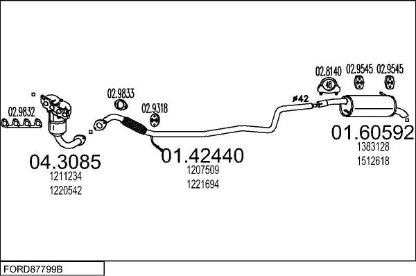 MTS FORD87799B016337 - Impianto gas scarico www.autoricambit.com