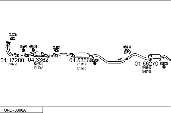 MTS FORD70098A005184 - Impianto gas scarico www.autoricambit.com