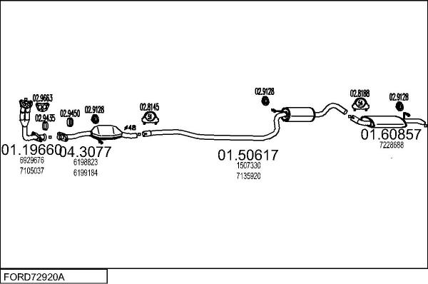 MTS FORD72920A027100 - Impianto gas scarico www.autoricambit.com