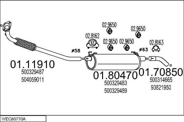 MTS IVEC80770A034168 - Impianto gas scarico www.autoricambit.com