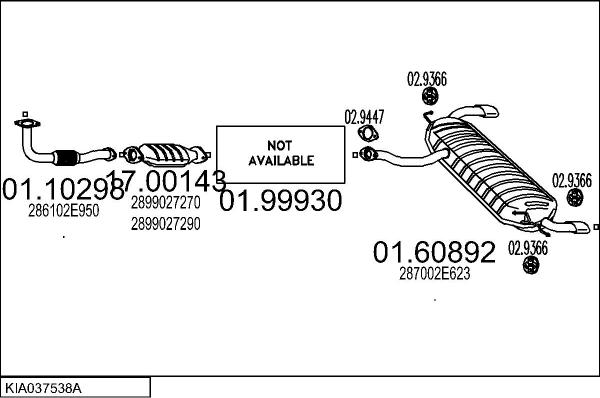 MTS KIA037538A031189 - Impianto gas scarico www.autoricambit.com