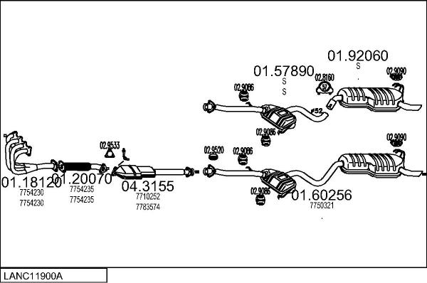 MTS LANC11900A002703 - Impianto gas scarico www.autoricambit.com