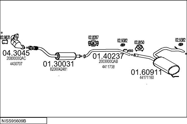 MTS NISS95609B017140 - Impianto gas scarico www.autoricambit.com