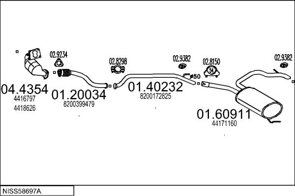 MTS NISS58697A020103 - Impianto gas scarico www.autoricambit.com