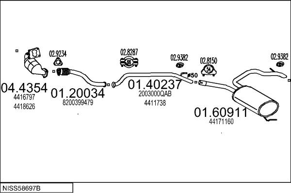 MTS NISS58697B020103 - Impianto gas scarico www.autoricambit.com