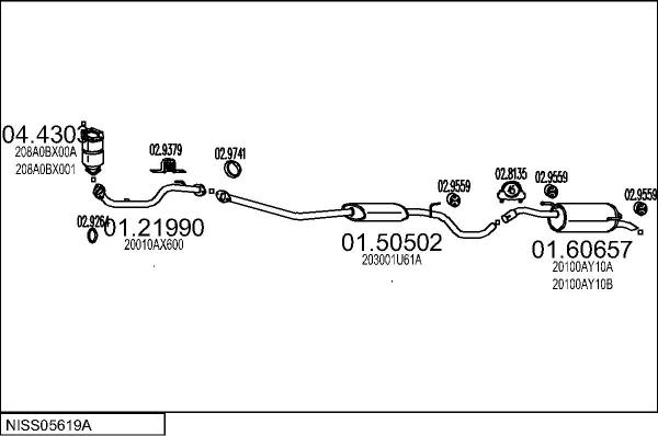 MTS NISS05619A019174 - Impianto gas scarico www.autoricambit.com