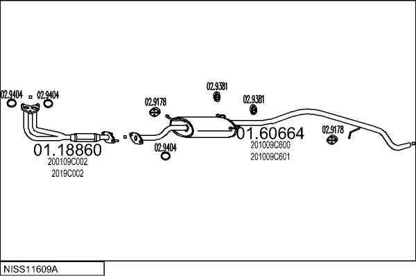 MTS NISS11609A009326 - Impianto gas scarico www.autoricambit.com